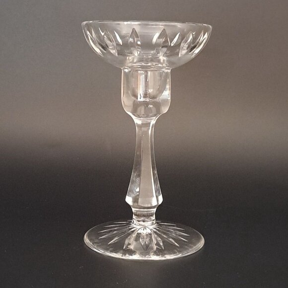 Vintage Crystal Candlestick Holder With Etched Design & Elegant Cut - Picture 10 of 10